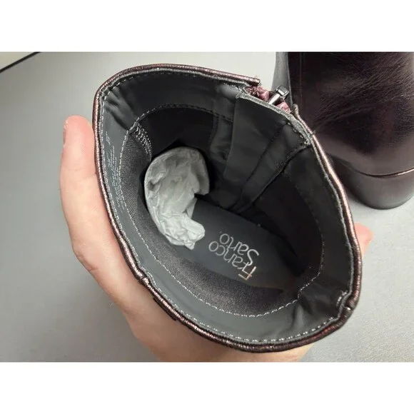 Franco Sarto L-Vivian Metallic Western Ankle Boots Bronze Leather NEW Size 7.5 - Picture 10 of 16